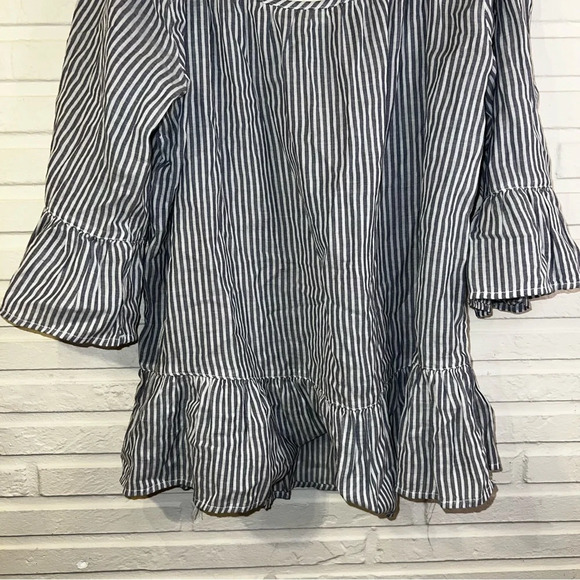 Beachlunchlounge Gray White Striped Cotton Cold Shoulder Top, Women’s Size Small - Picture 2 of 7
